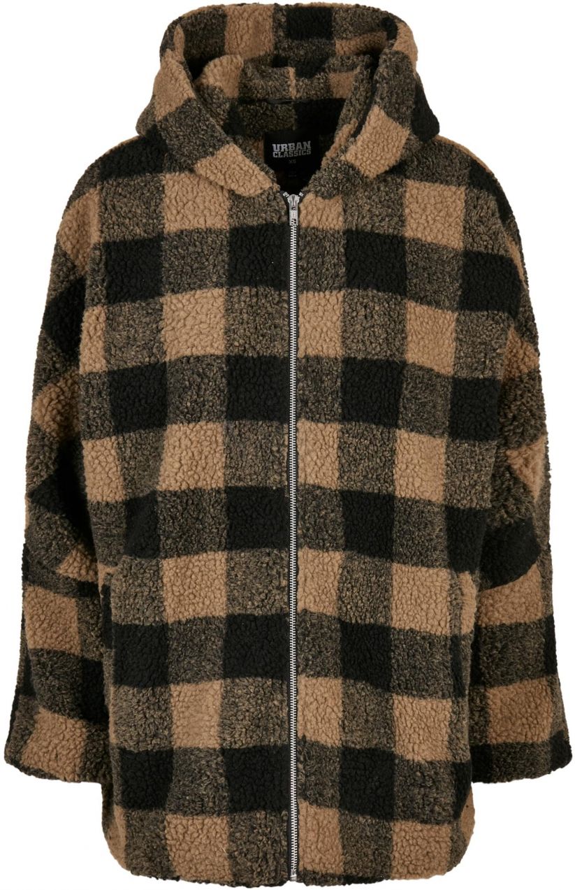 Women's Sherpa Oversized Hooded Jacket, Softtaupe/Black