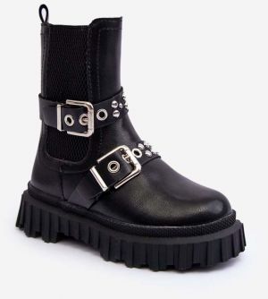 Girls' chelsea with zip fastening, black Adeneia