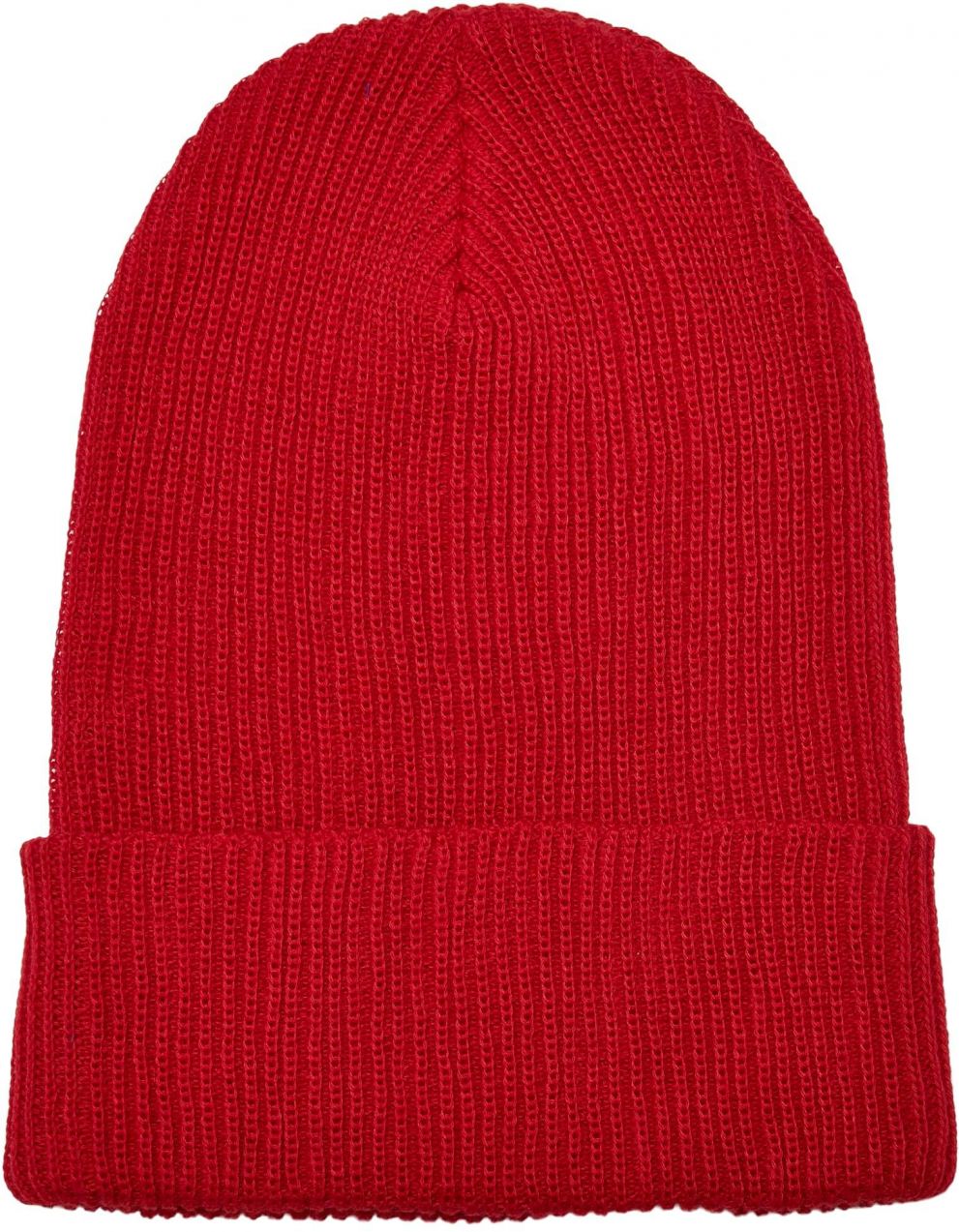Ribbed knit cap made of recycled yarn red
