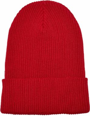 Ribbed knit cap made of recycled yarn red