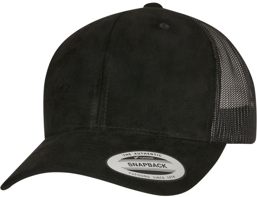 Suede Leather Trucker Cap Black