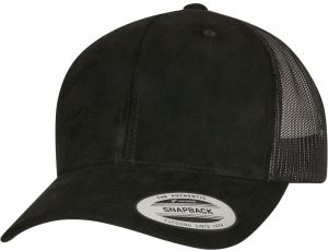 Suede Leather Trucker Cap Black
