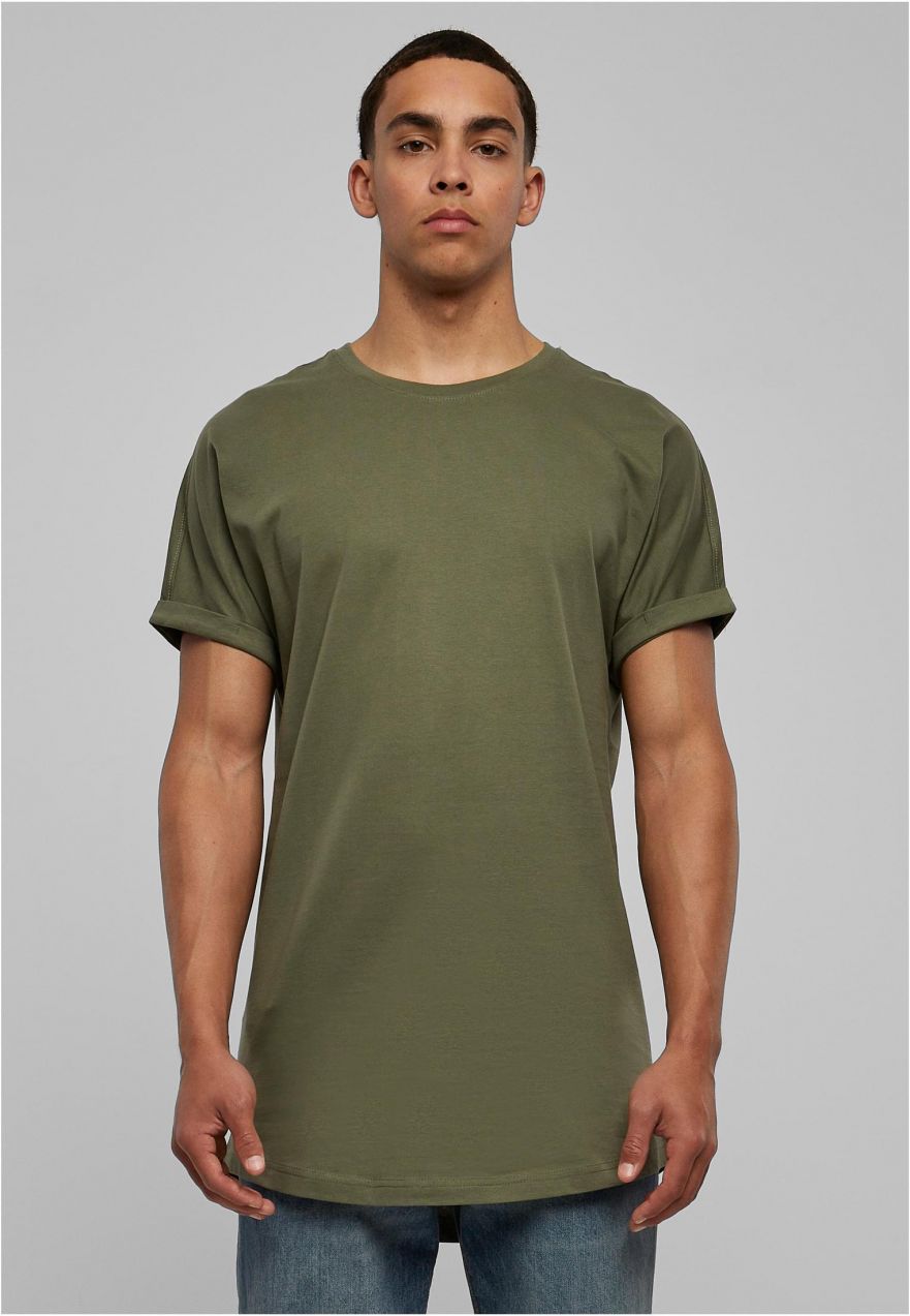 Olive T-shirt with a long shape