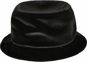 Čierny zamatový klobúk typu bucket