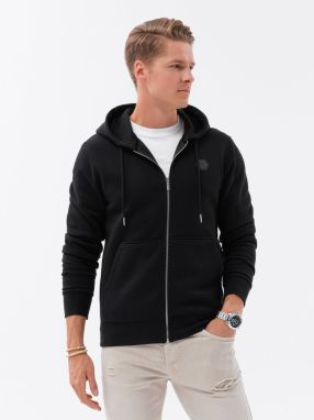 Ombre Unbuttoned men's HOODIE sweatshirt in a pleasant knit fabric - black