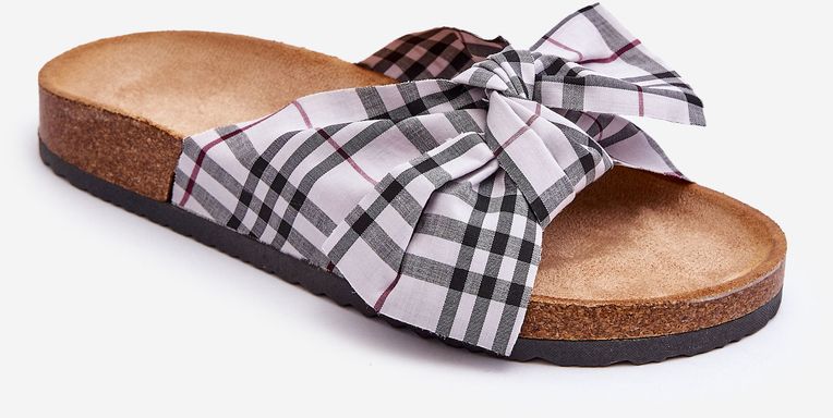 Women's slides with bow on Vero grey platform