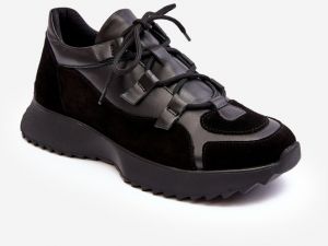 Women's Leather Sports Shoes Zazoo Black