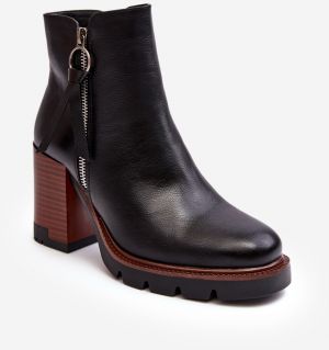 Women's leather ankle boots Black Brittney