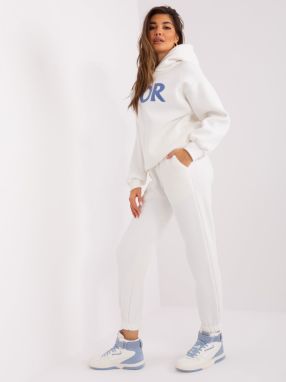 Two-piece Ecru tracksuit with an inscription sweatshirt