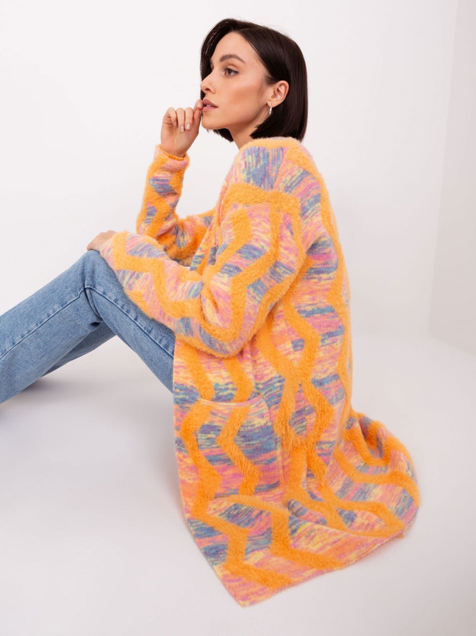 Orange knitted cardigan