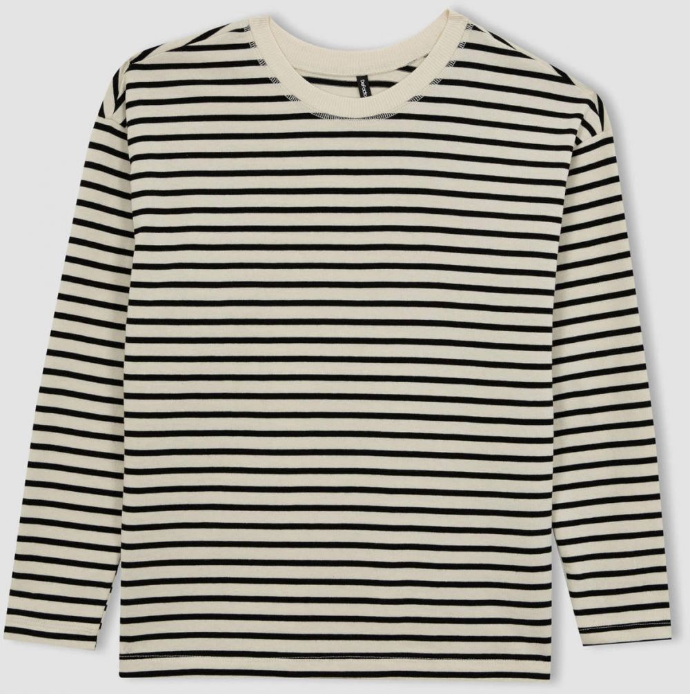 DEFACTO Regular Fit Crew Neck Cotton Long Sleeve T-Shirt
