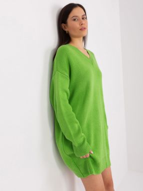 Navy green knitted dress with a neckline