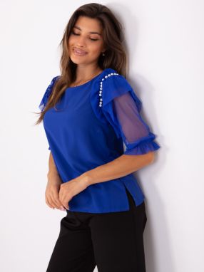 Cobalt Blue Women's Formal Blouse with Application