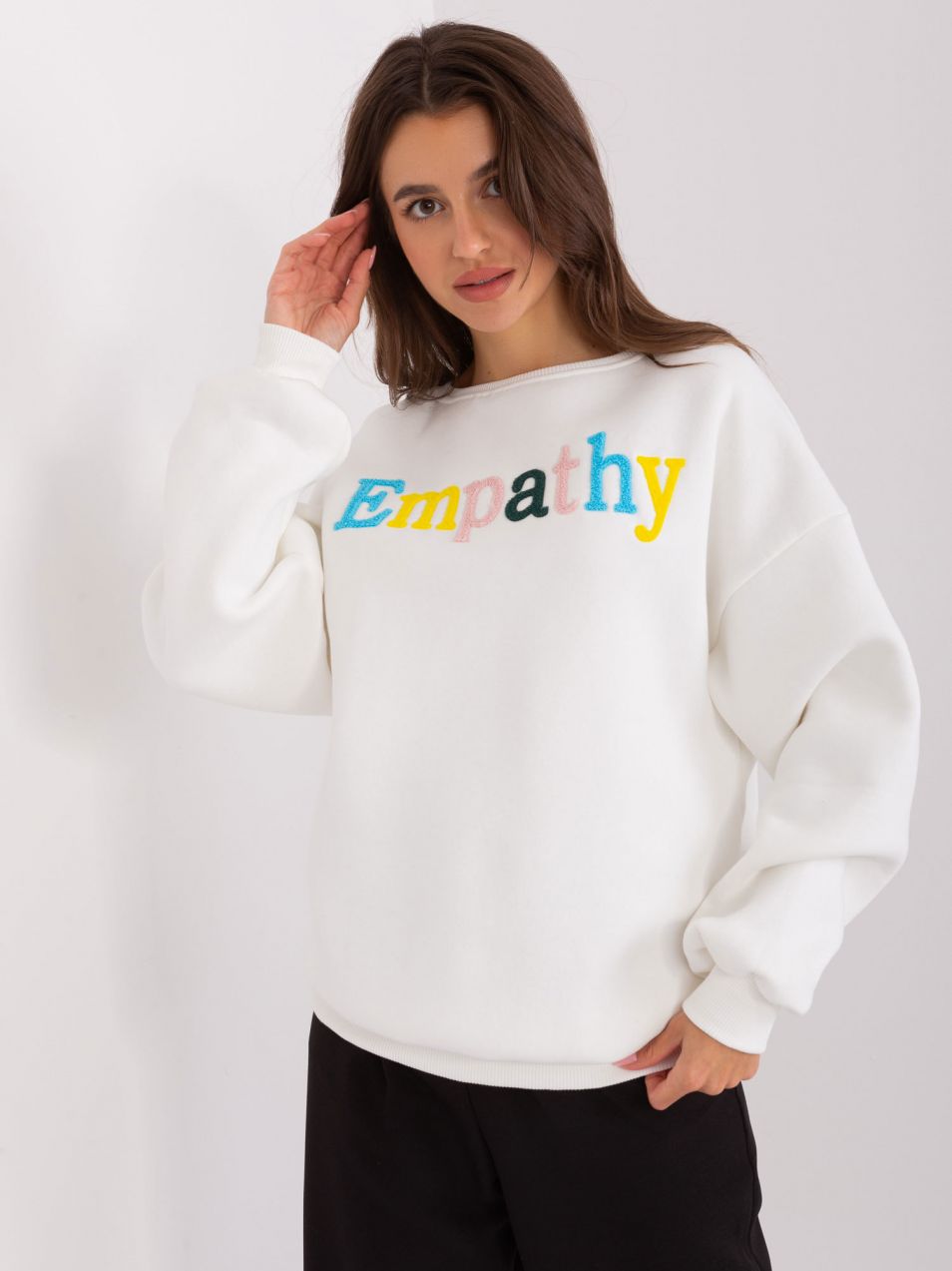 Ecru hoodie with inscription