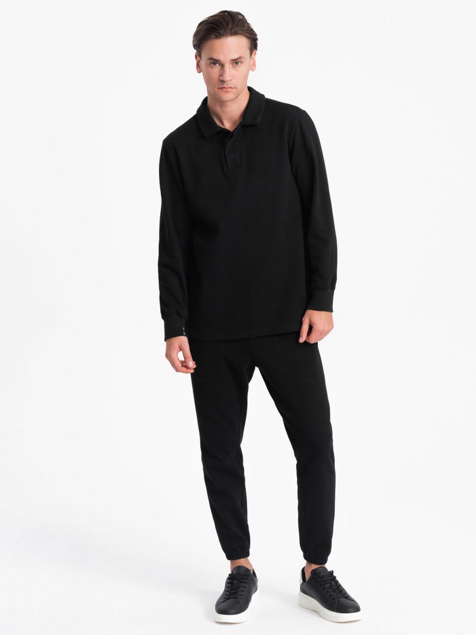 Ombre Men's tracksuit set sweatshirt with polo collar + pants