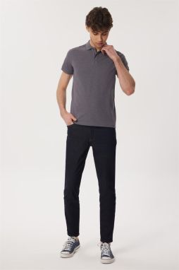 Pánske tričko s polokošeľovým golierom Lee Cooper Miless, antracitové