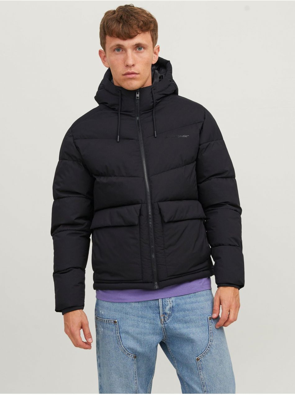 Čierna pánska prešívaná zimná bunda Jack & Jones Vester