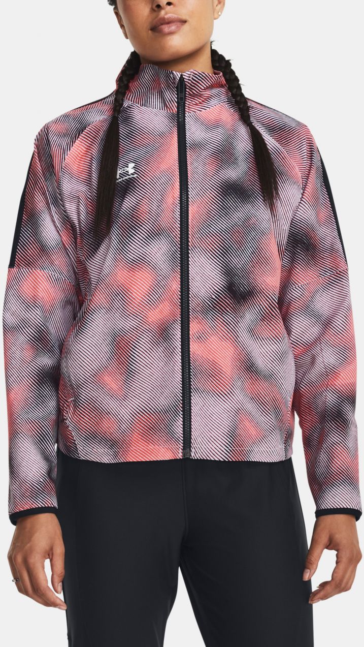 Šedo-ružová dámska športová bunda Under Armour UA W's Ch. Pro Track PRNT