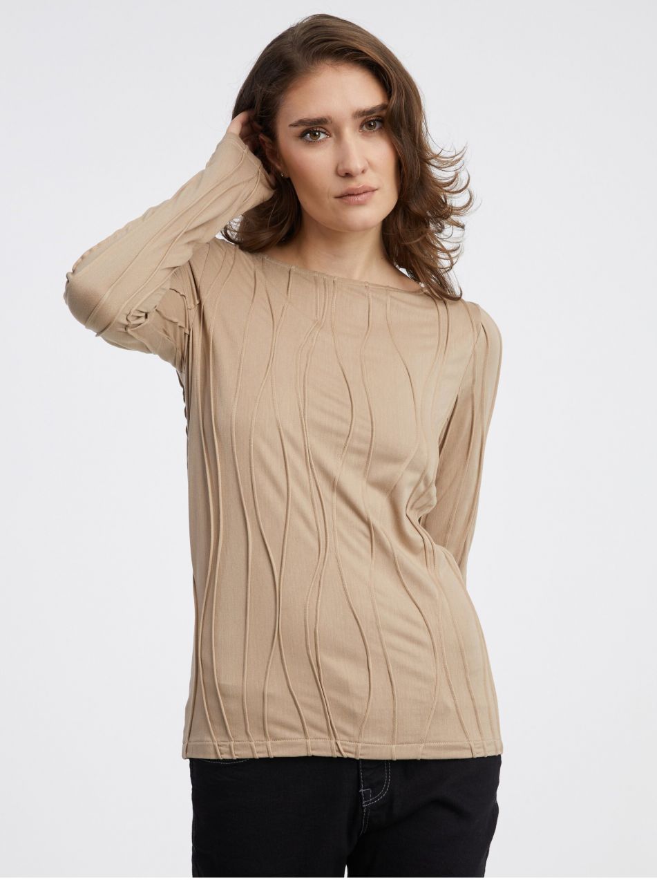 Béžové dámske vzorované tričko AWARE by VERO MODA Gudrun