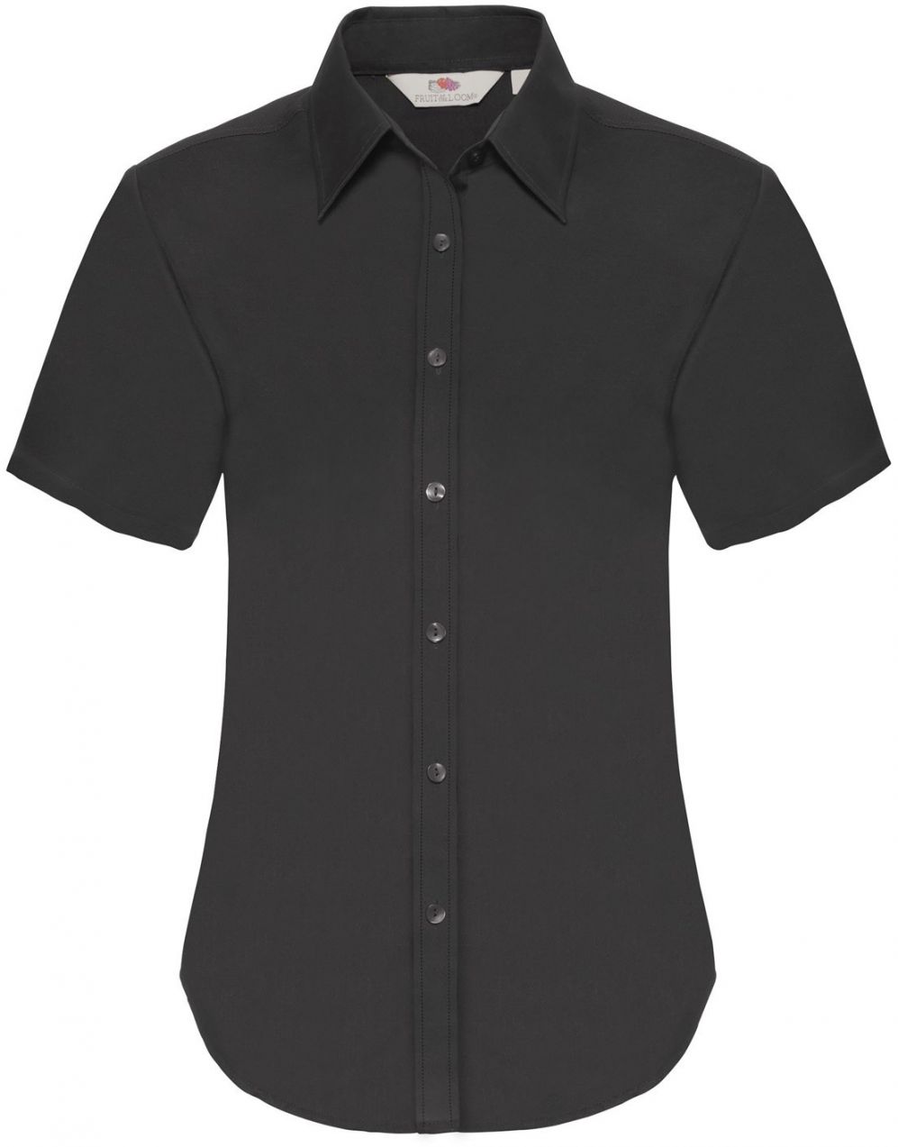 Black Poplin Shirt With Short Sleeves Fruit Of The Loom