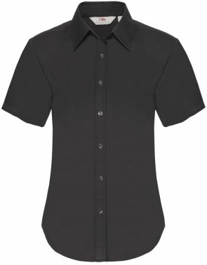 Black Poplin Shirt With Short Sleeves Fruit Of The Loom