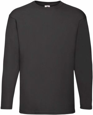 Pánske čierne tričko s dlhým rukávom Fruit of the Loom, Valueweight