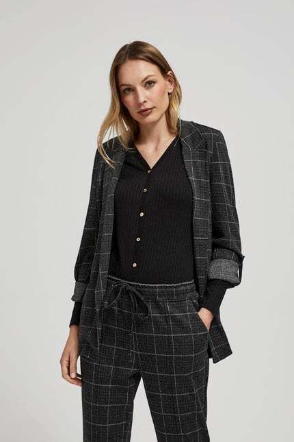 Plaid jacket with rolled up sleeves