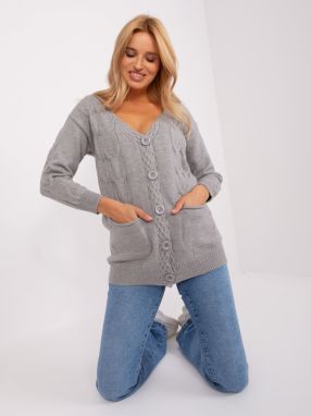 Grey cardigan with large buttons