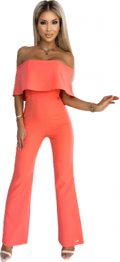 Overall with ruffle and exposed shoulders Bergamo - orange