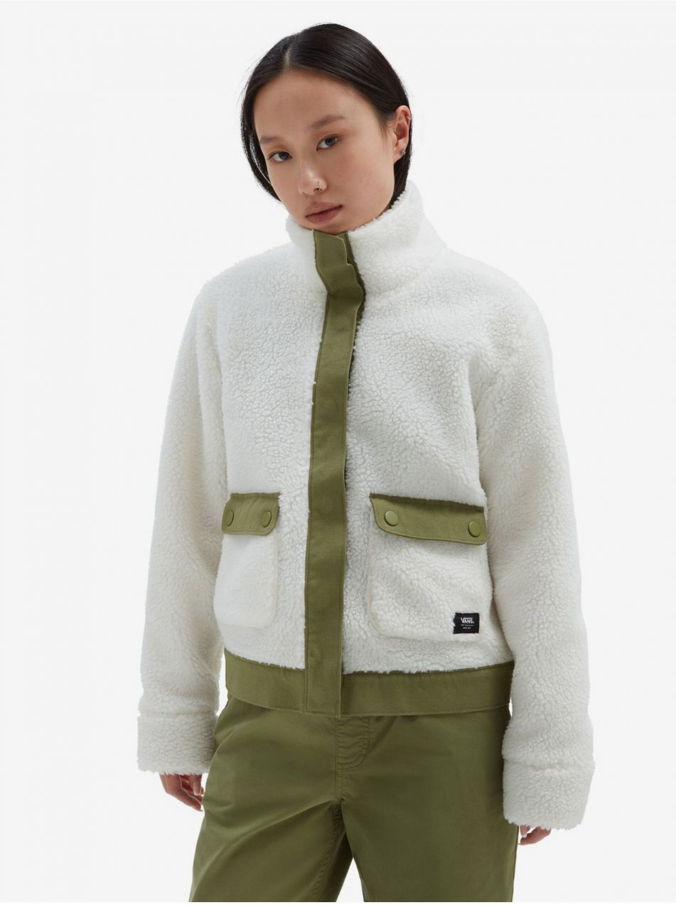 Bielo-zelená dámska bunda VANS Tevis Sherpa Fleece