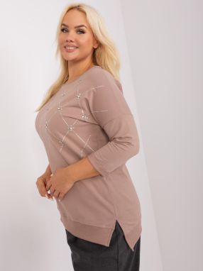 Dark beige women's cotton blouse plus size