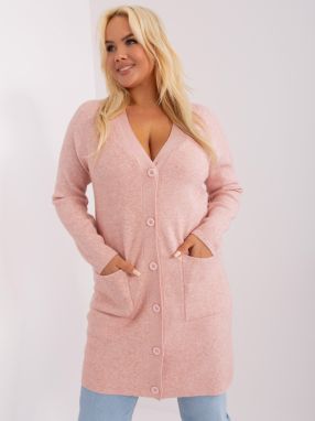 Light pink plus-size knitted sweater