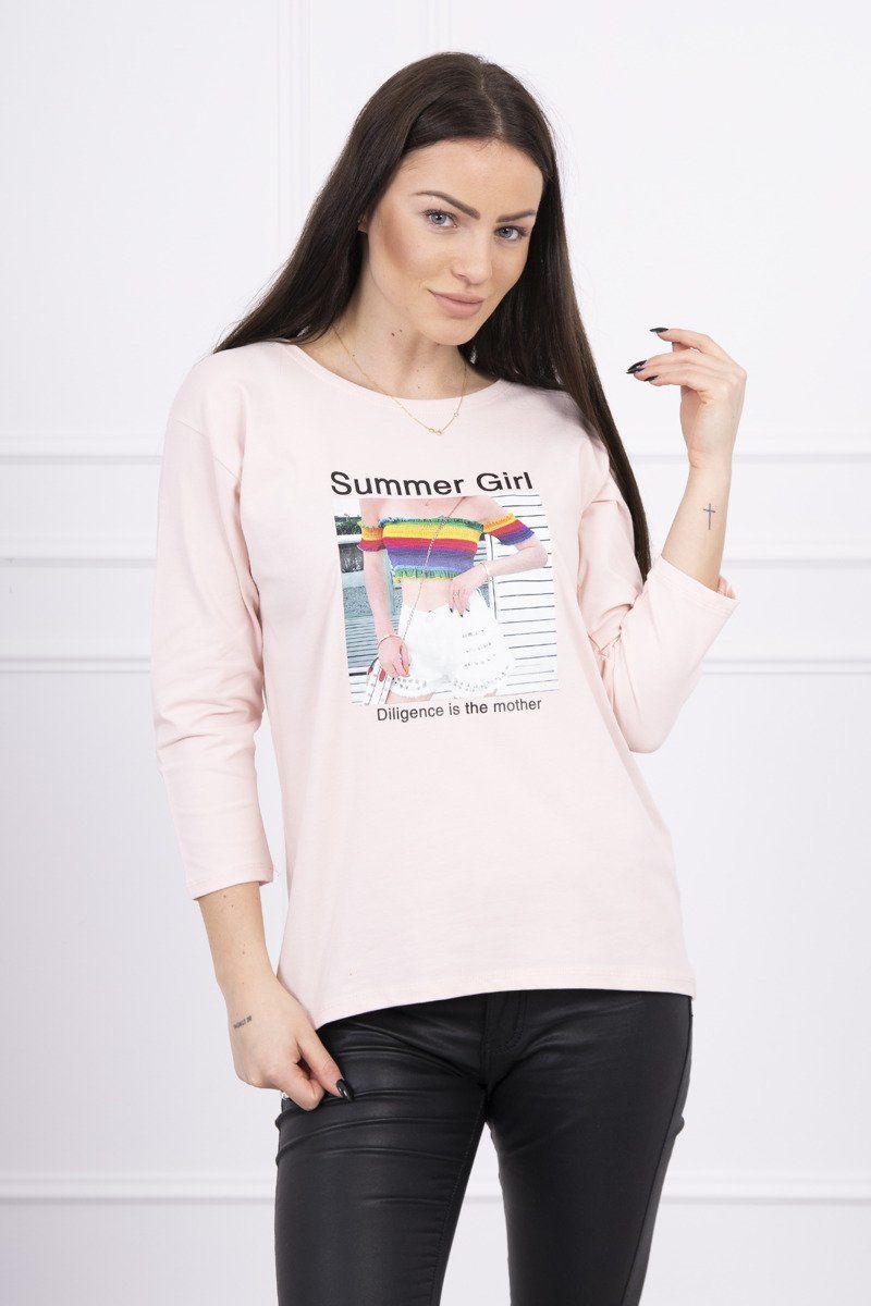 Blouse with Summer Girl print powder pink