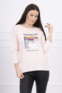 Blouse with Summer Girl print powder pink
