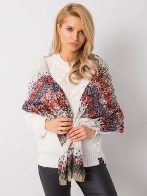 Khaki - Red Patterned Shawl