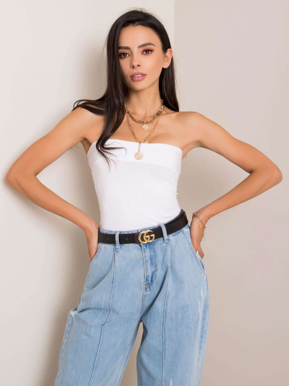White strapless top