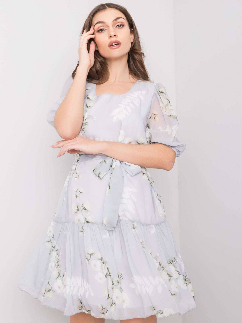Gray Floral Dress