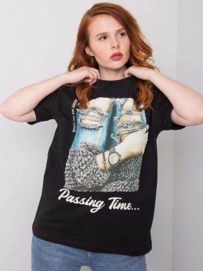 Black T-shirt with jewelry appliqués