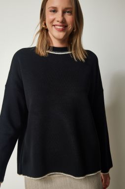 Šťastie İstanbul Dámska Čierna Posádka Krk Pletený sveter