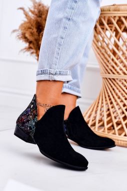 Women's Leather Shoes Maciejka black with flowers 04091-57