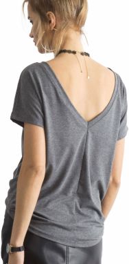 T-shirt with dark grey neckline on the back
