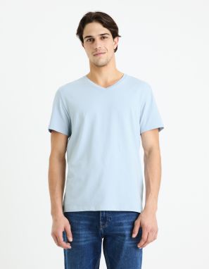 Svetlomodré pánske basic tričko Celio Neuniv
