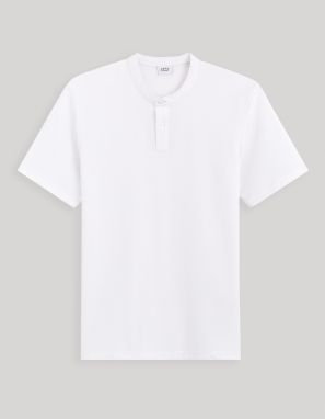 Biele pánske basic polo tričko Celio Gesohel