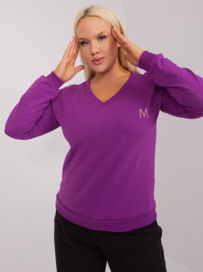 Purple plus size neckline blouse