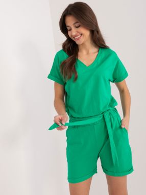 Green summer jumpsuit with shorts