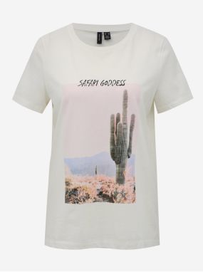 Biele tričko s potlačou VERO MODA Desert