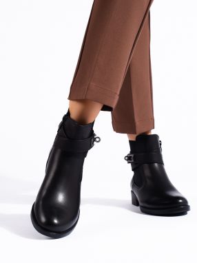 Women's black Shelvt Flat Ankle Boots