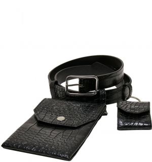 Croco synthetic leather strap with black/silver sheath