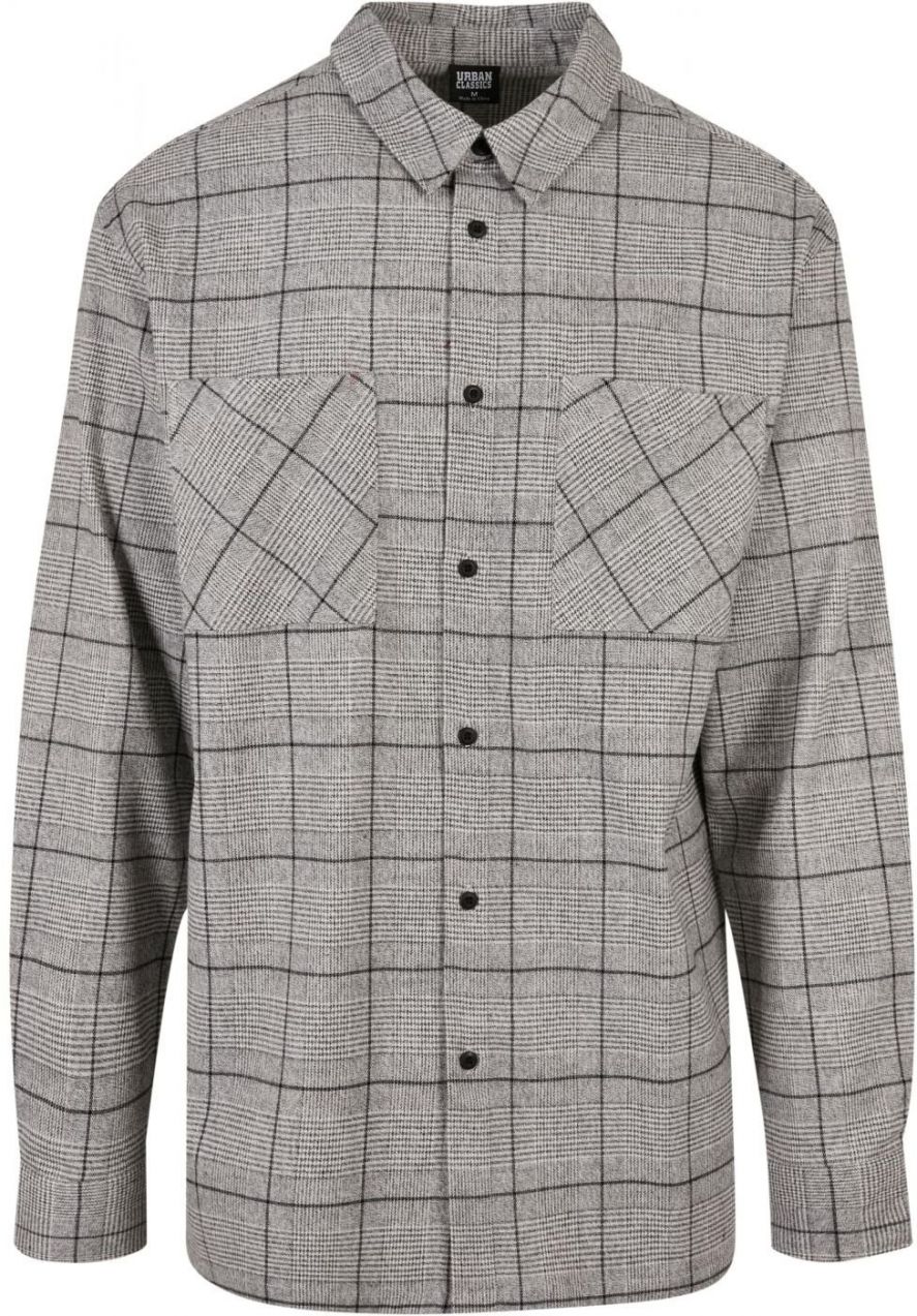 Long oversized plaid grey-black shirt