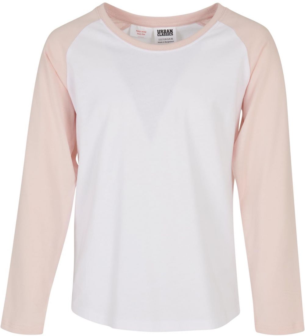 Girls' contrasting raglan long sleeves white/pink